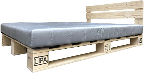 LIPA Palettenbett mit Kopfteil Massivholzbett Paletten Bett Holz 90 100 120 140 160 180 200 x 200cm hergestellt in BRD (120 x 200 cm)
