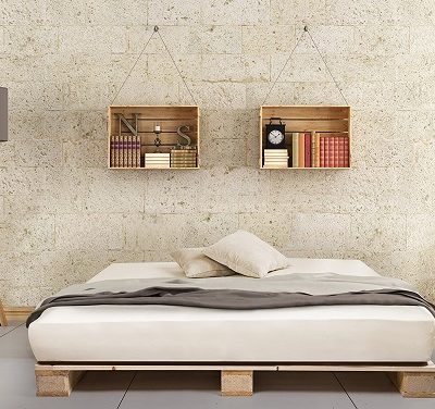 PALETTI Palettenbett Massivholzbett Holzbett Bett aus Paletten mit 11 Leisten, Palettenmöbel, 180 x 200 cm, Fichte Natur