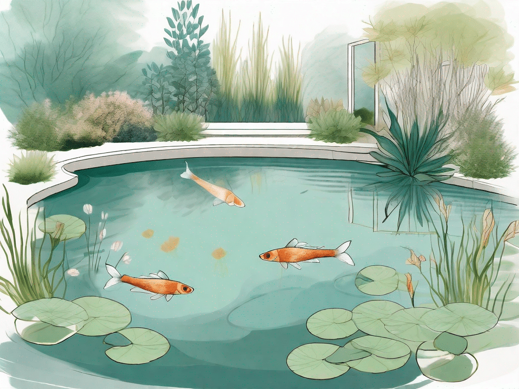A serene garden pond with a diy filter system