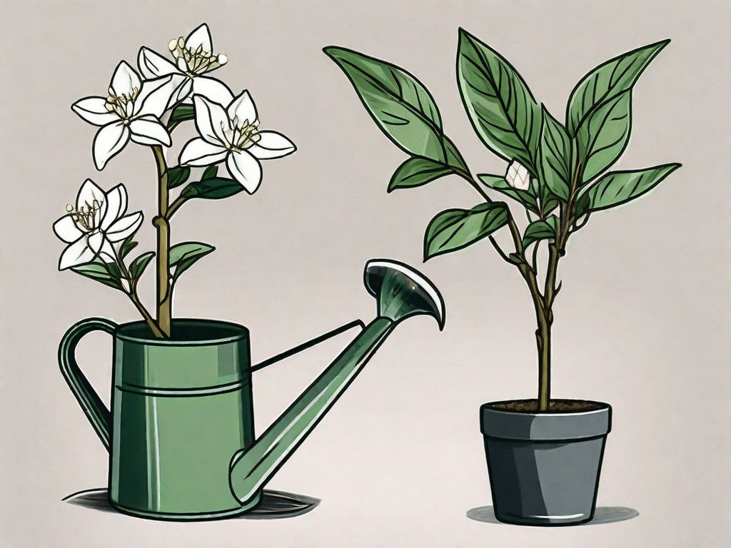 A false jasmine plant and a true jasmine plant side by side