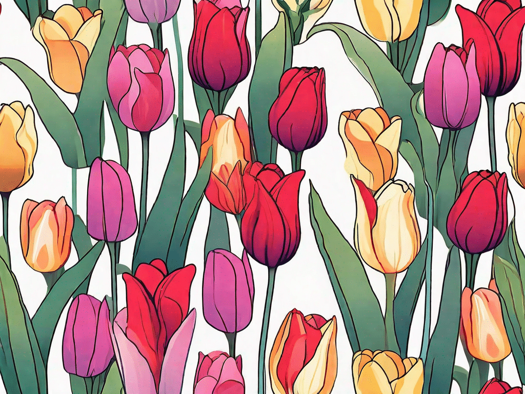 A variety of vibrant tulips in different colors