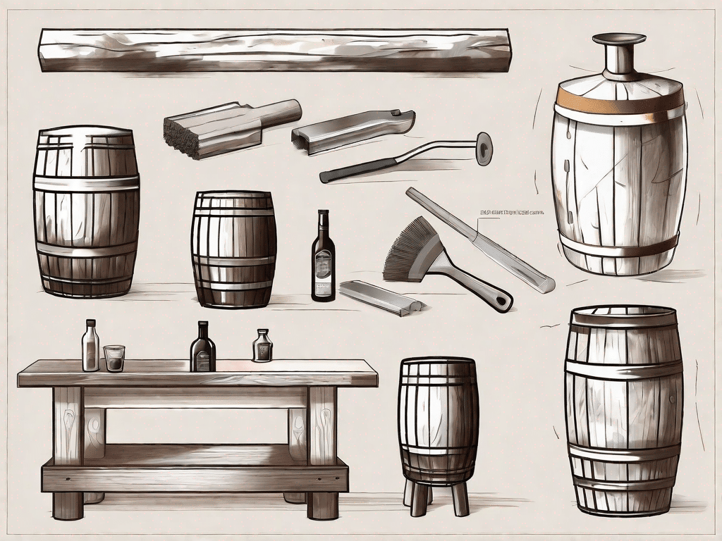 Various stages of a home bar construction