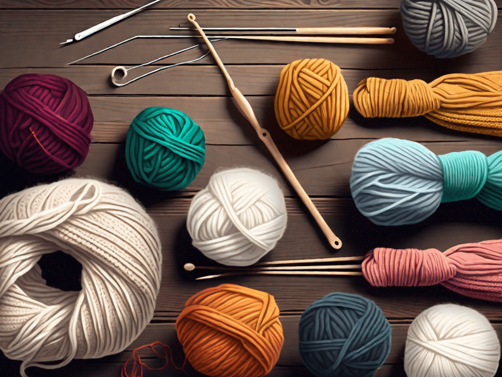A collection of knitting tools such as knitting needles