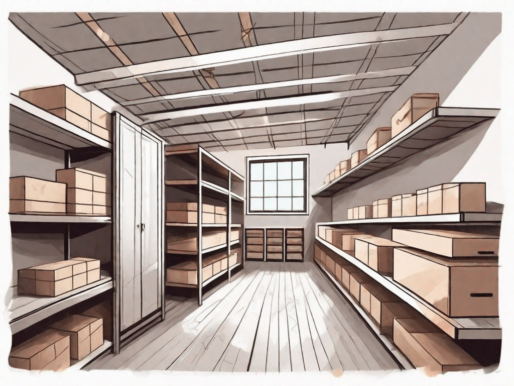 An attic space efficiently organized with various storage solutions like shelves