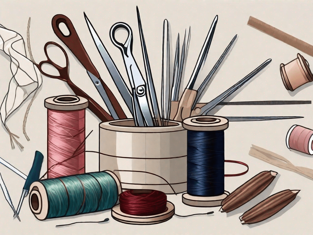 A sewing kit with various tools such as needles