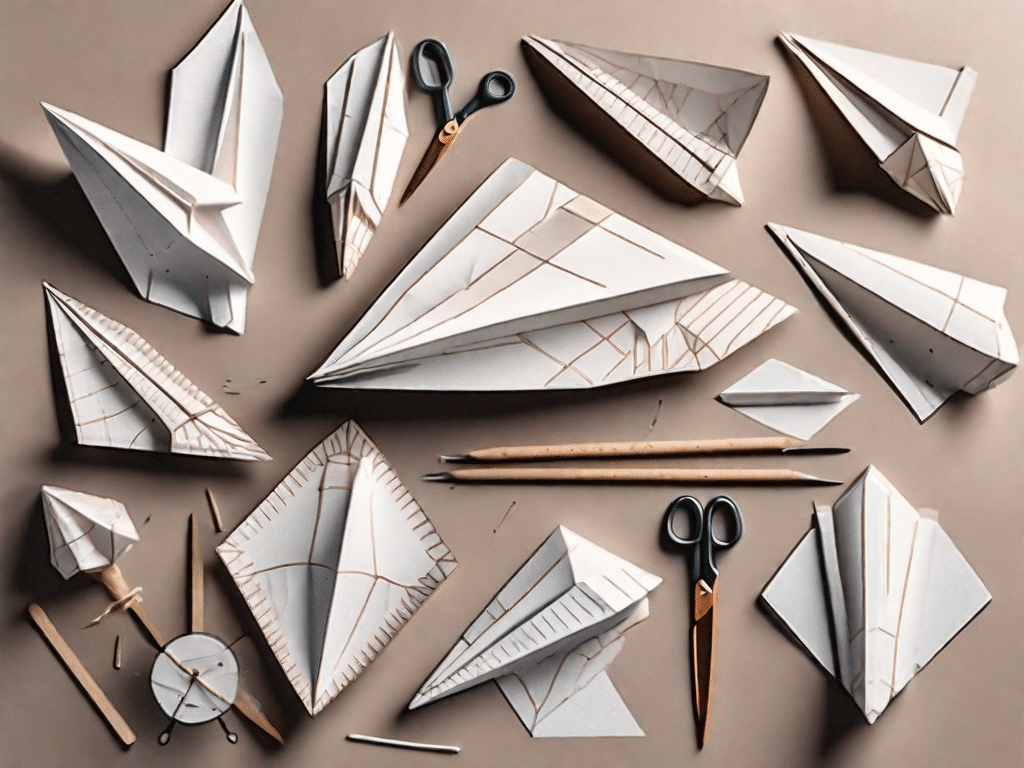 Various types of intricately crafted paper airplanes
