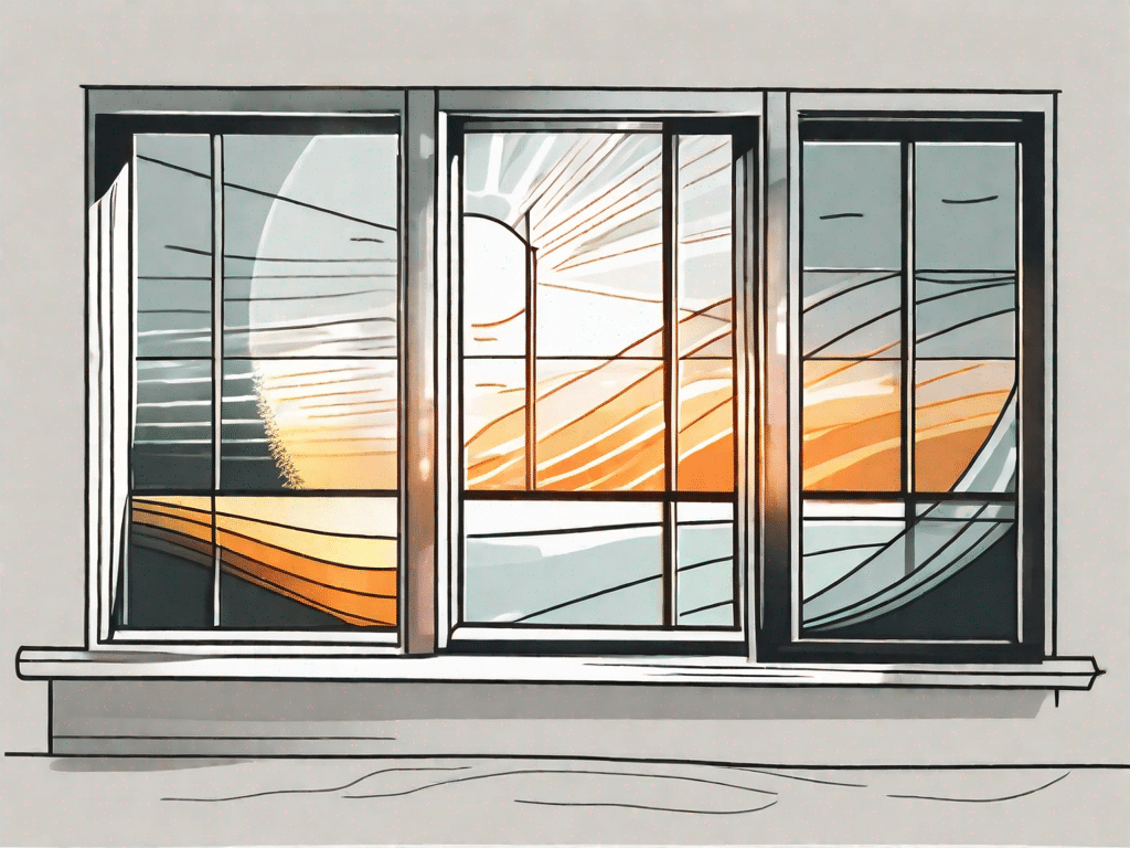 A window with a roll of window film partially applied
