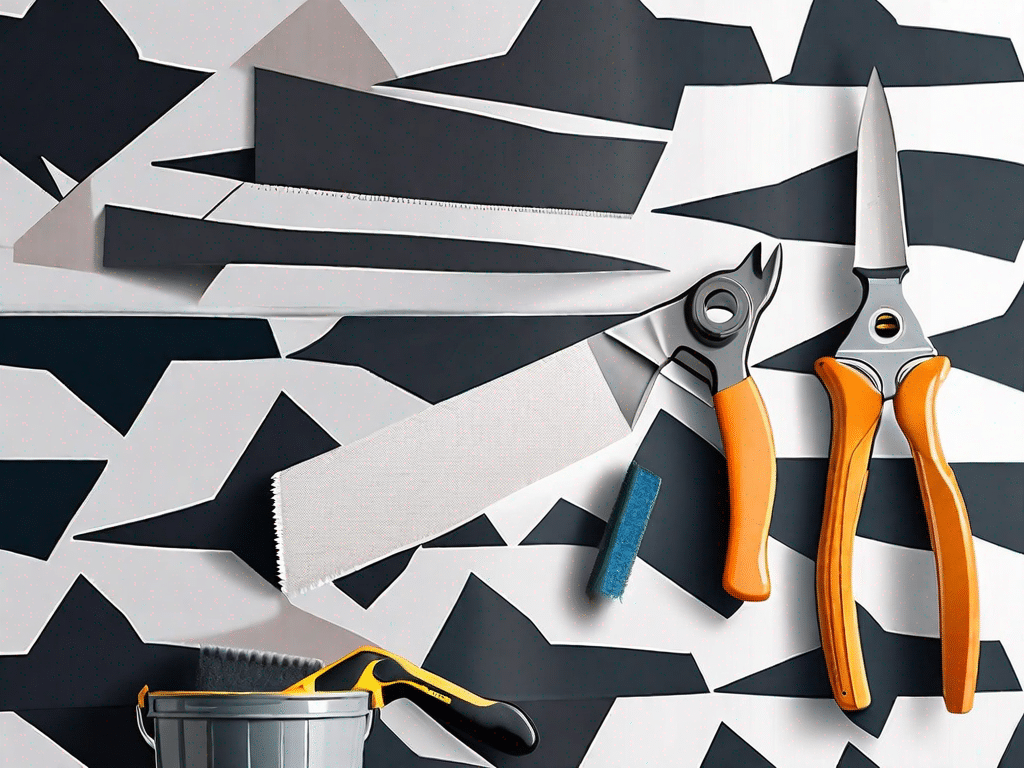 Various tools required for hanging non-woven wallpaper