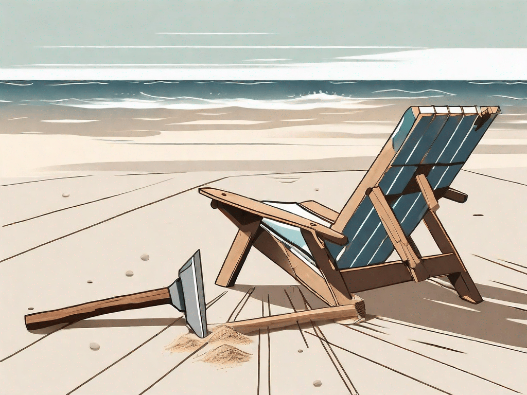 A partially constructed beach chair