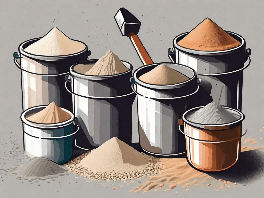 Various types of dry mortar ingredients like cement
