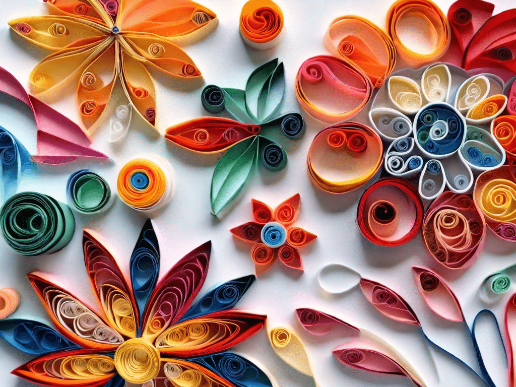 Various colorful quilling paper strips