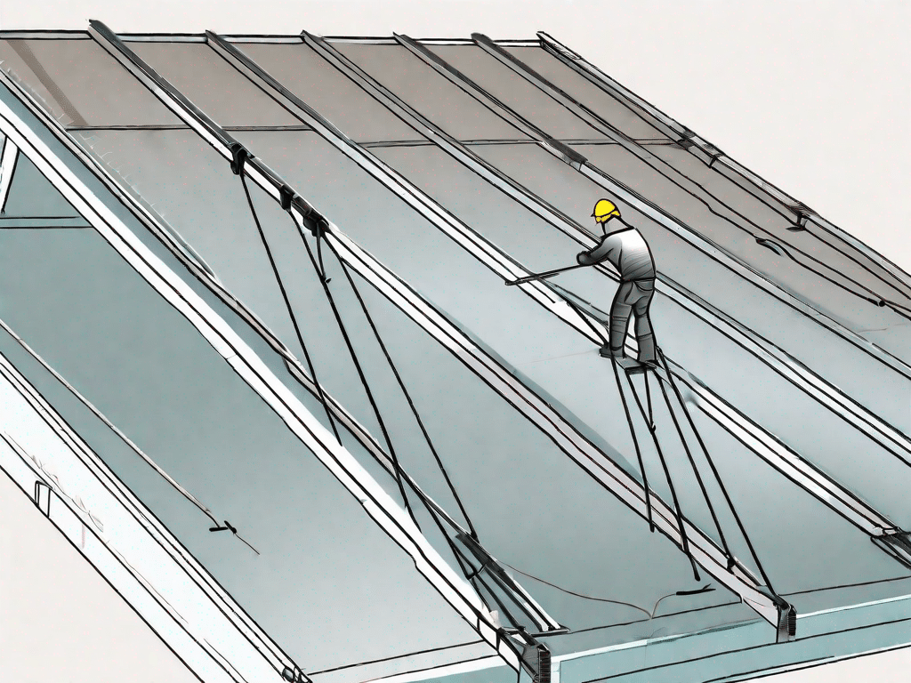 A trapezoidal roofing sheet being installed on a roof structure