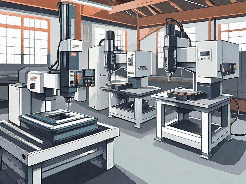 A variety of cnc milling machines with different sizes and features