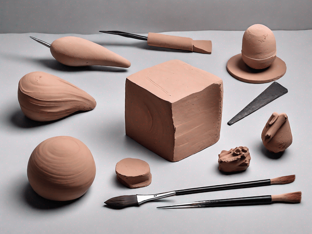 Various stages of a creative project using self-hardening clay