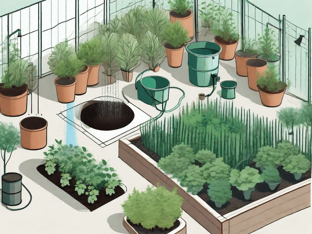 A well-planned garden with various efficient watering systems such as drip irrigation