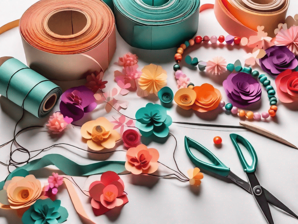 A variety of colorful garlands made from different materials such as paper