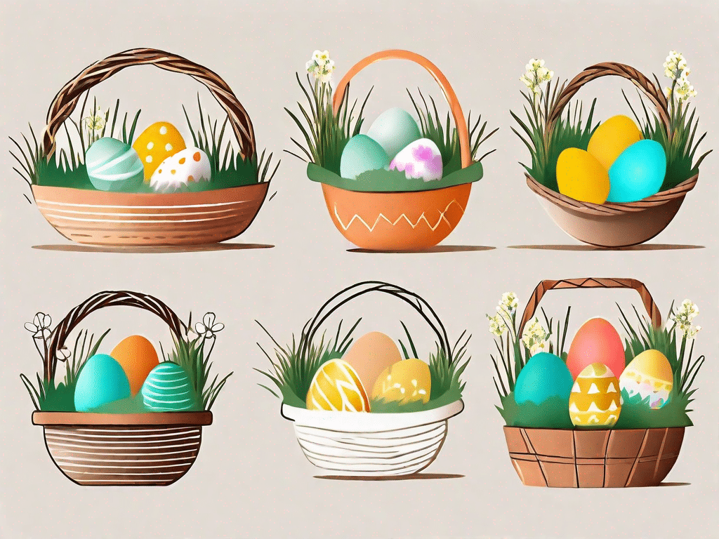 Seven different and creatively designed easter baskets