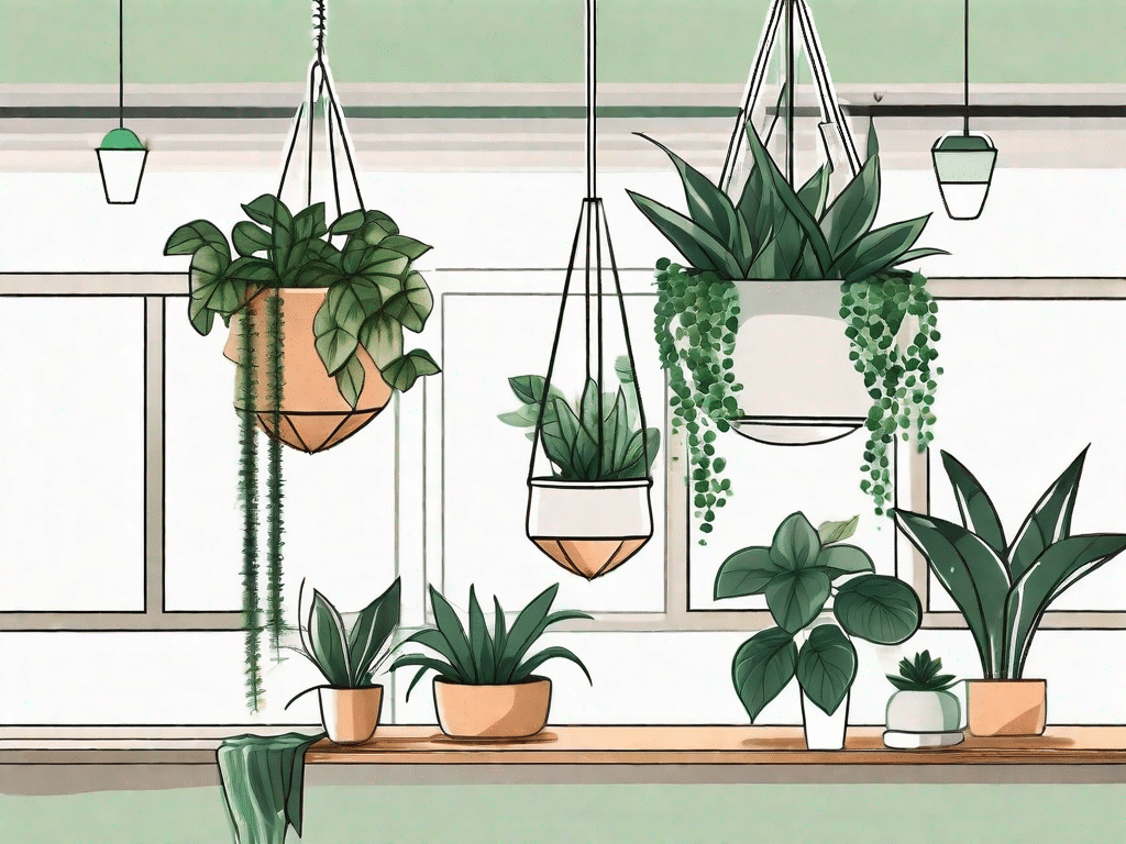 Three different styles of hanging planters