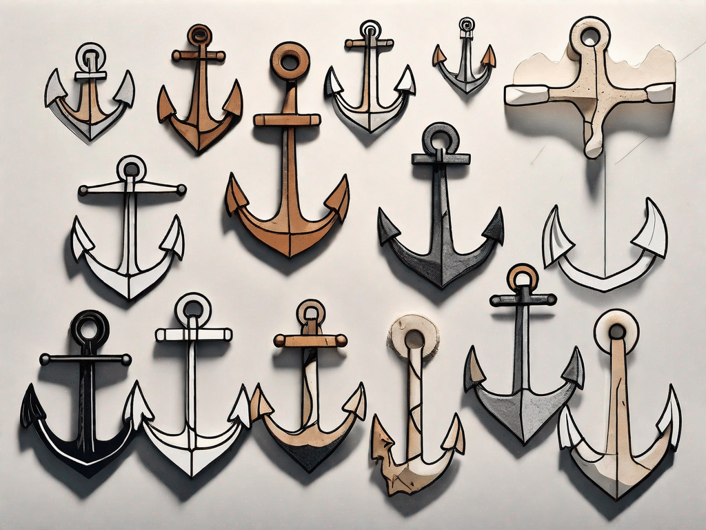 Various types of anchors displayed next to a piece of gypsum board