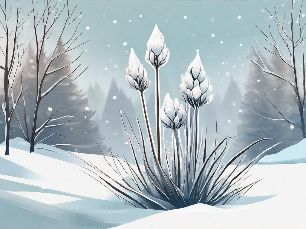 An eisblume (ice flower) plant in a snowy environment