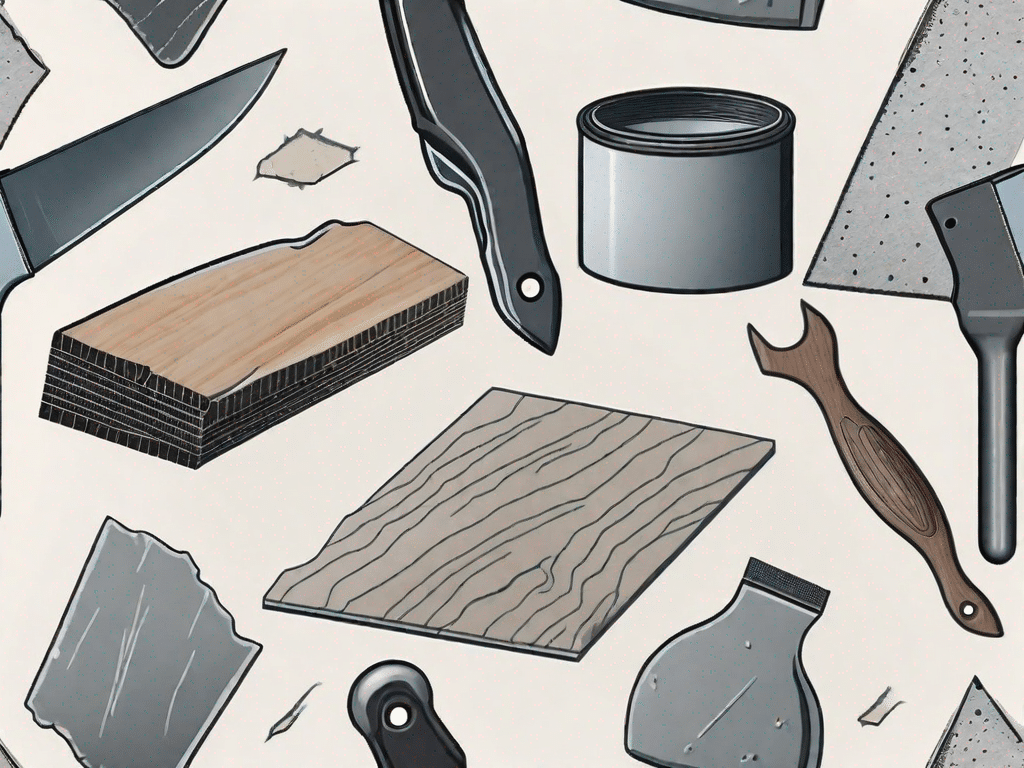 Various tools such as a spackling knife