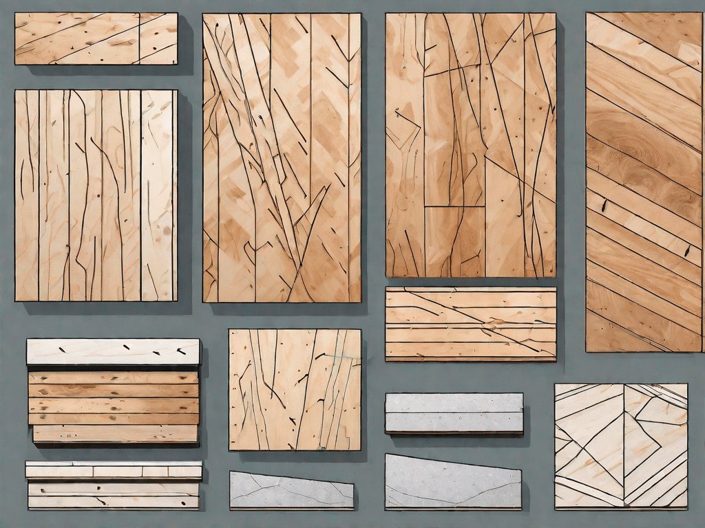 Various osb (oriented strand board) panels in different thicknesses