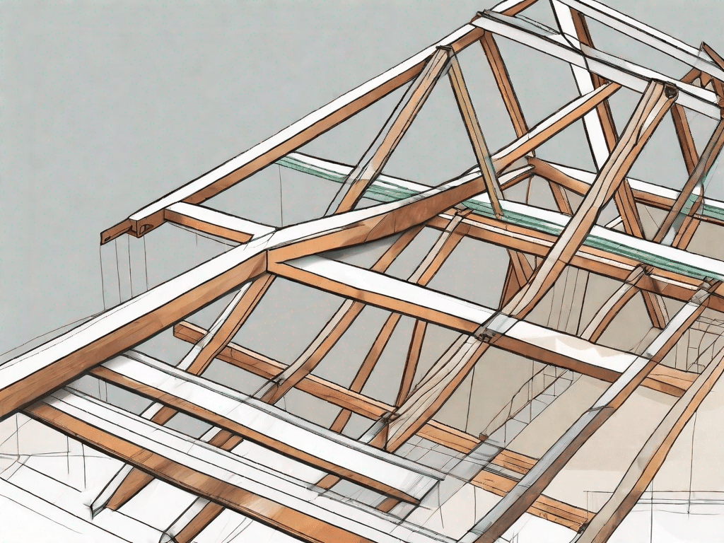 A roof under construction with visible rafters