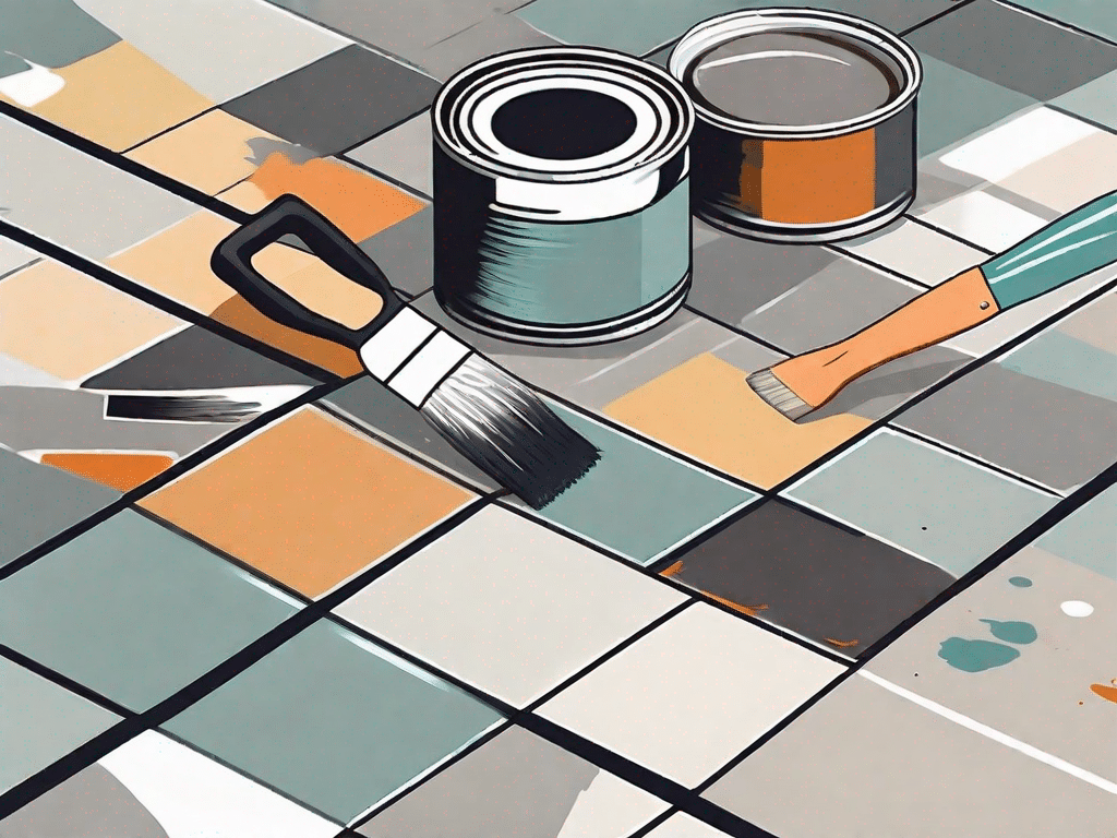 Various floor tiles being painted in different colors and patterns