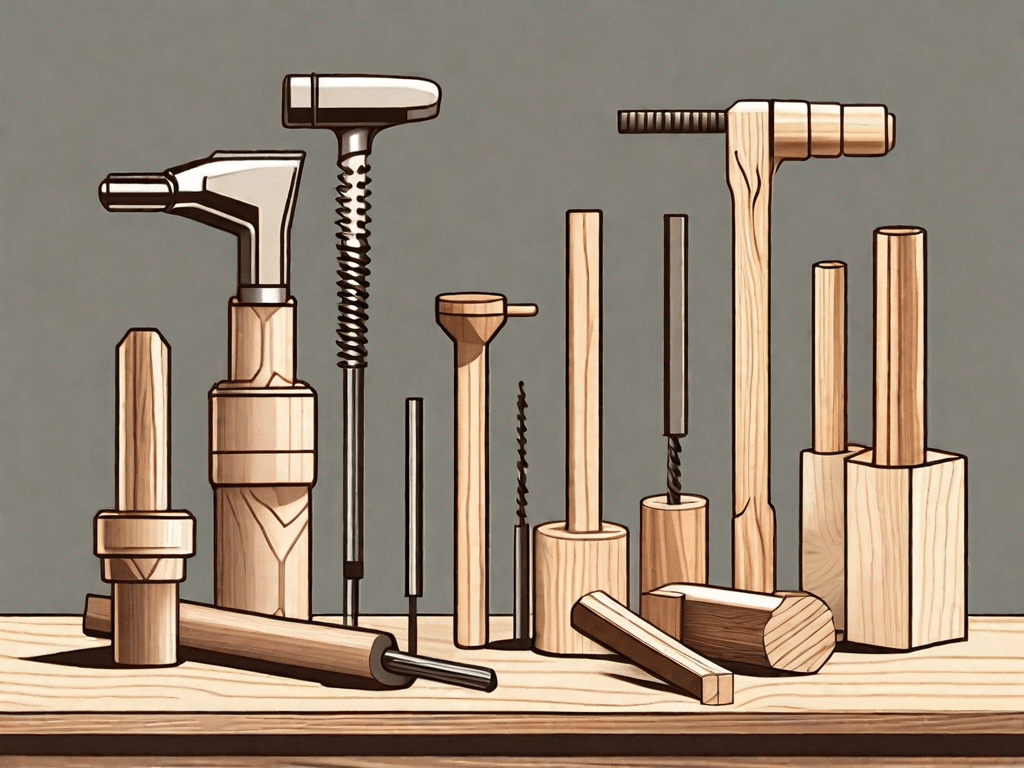 Various types of wood joints connected by dowels