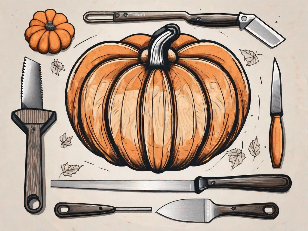 Various pumpkin carving tools such as a scoop