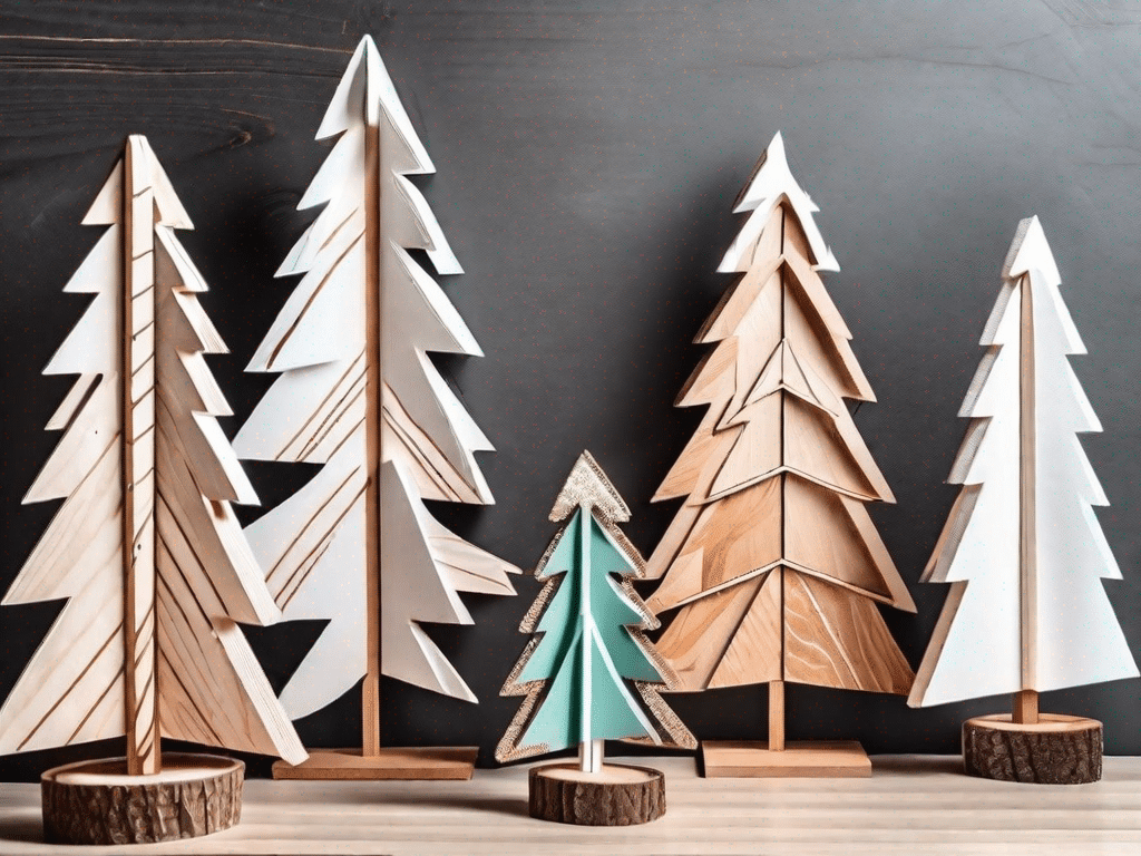Three different creative diy wooden christmas trees