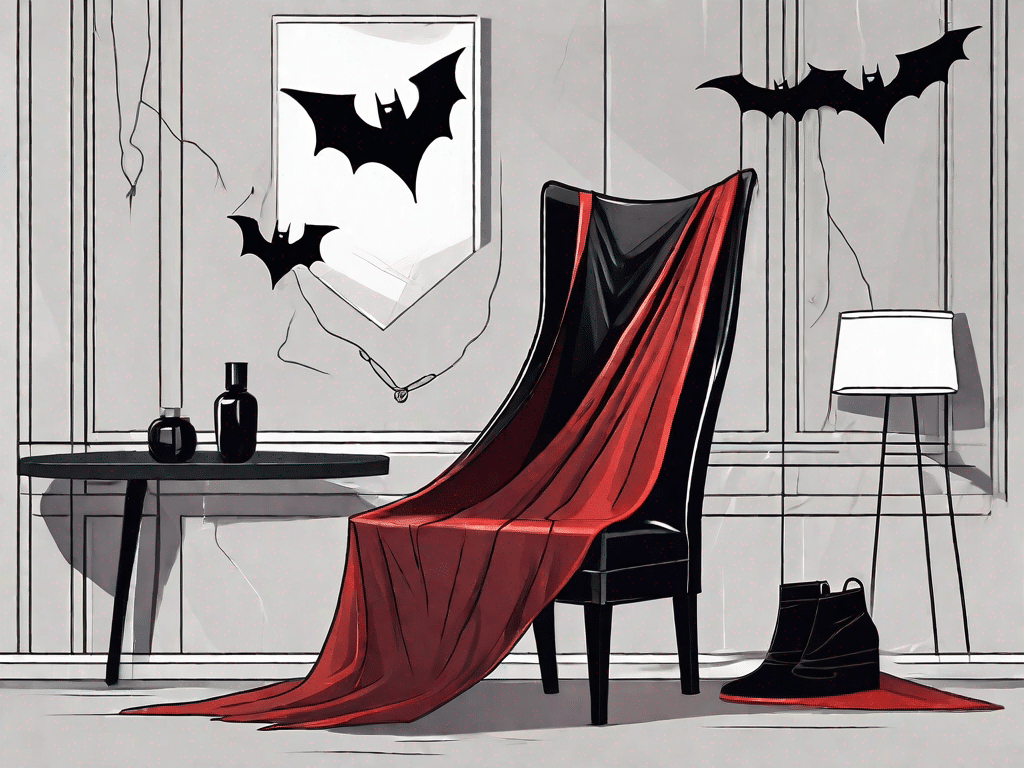 A stylish vampire cape draped over a chair