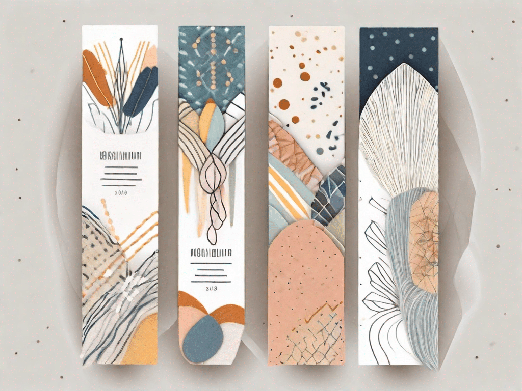 Various bookmarks made from different materials like paper