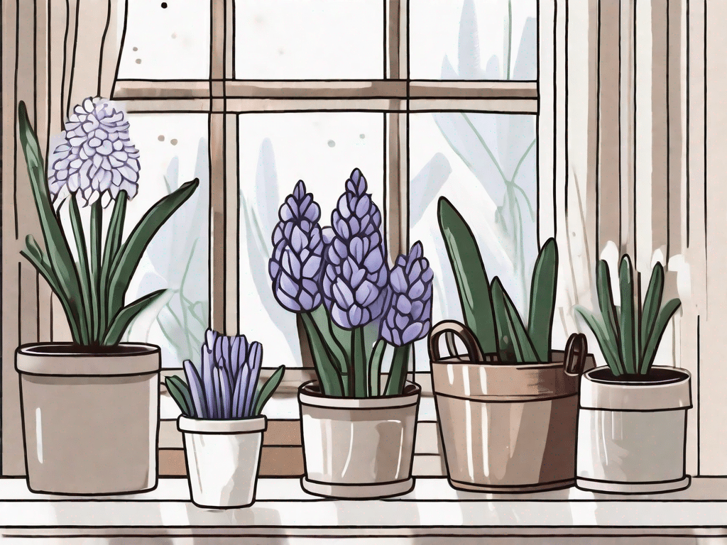 Hyacinth plants in a cozy indoor setting with elements like a window
