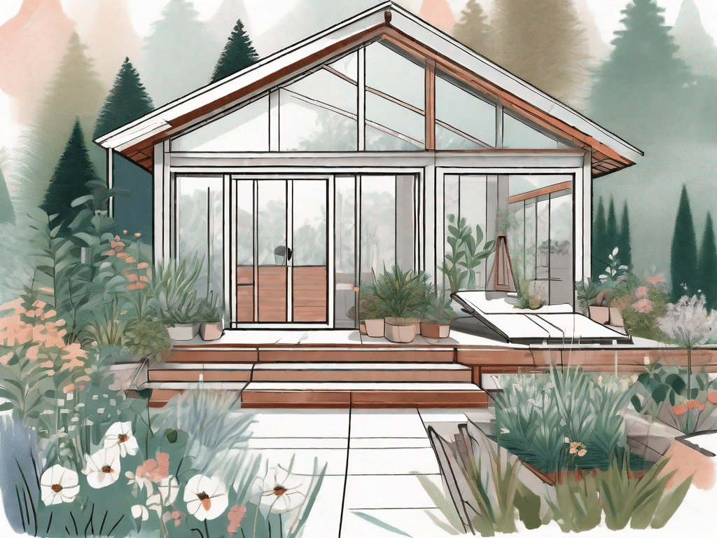 A charming garden cabin under construction