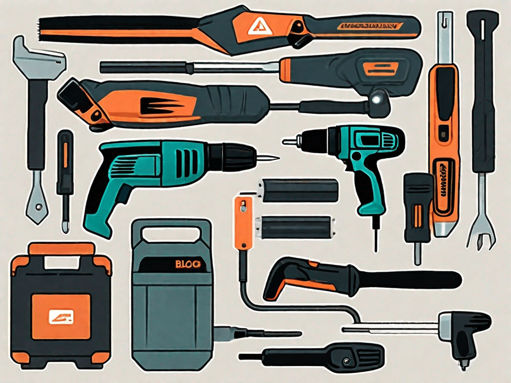 Various cordless tools like a drill