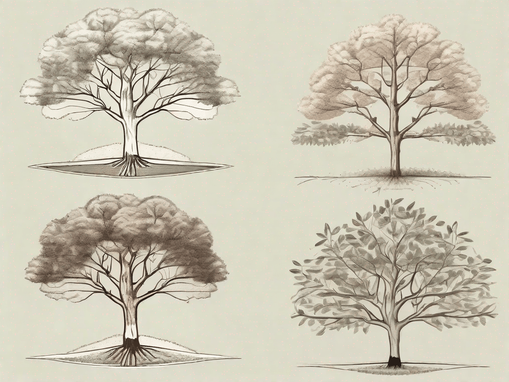 An erdnussbaum tree with visible stages of growth and harvesting process