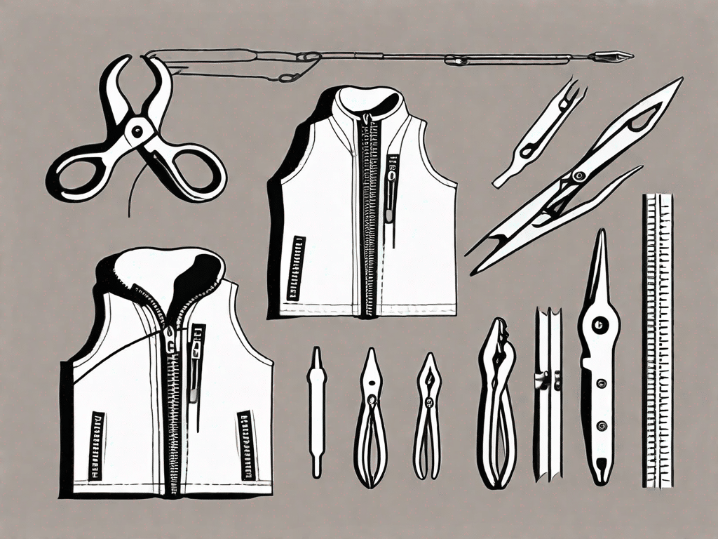 Various stages of zipper repair