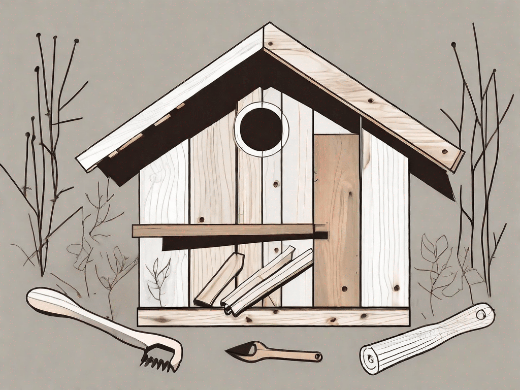 A diy birdhouse in the process of being built