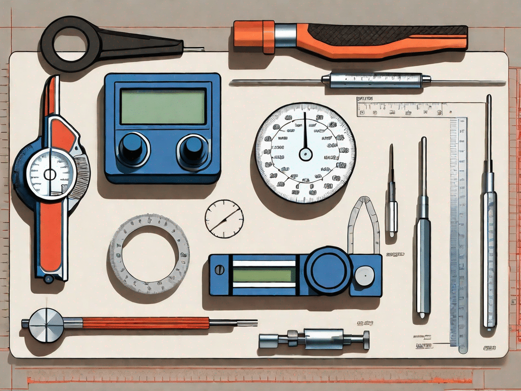 Five different precision measurement tools such as a micrometer