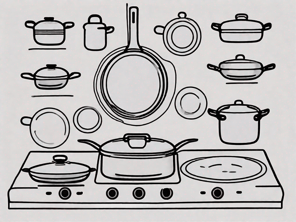 An induction cooktop with symbols or icons representing its pros (like energy efficiency