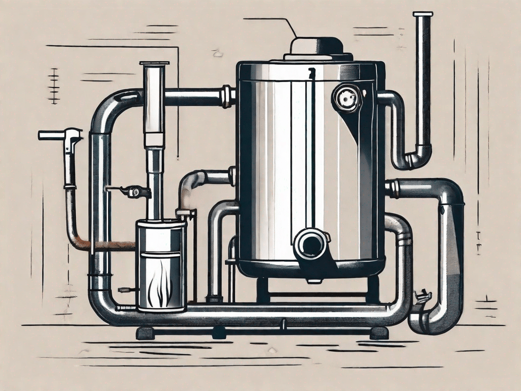 A heating boiler opened up to reveal its various parts