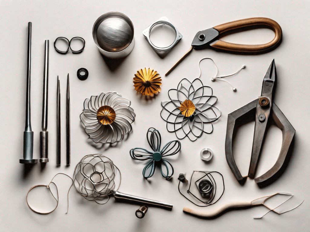Various metal crafts such as a metal flower
