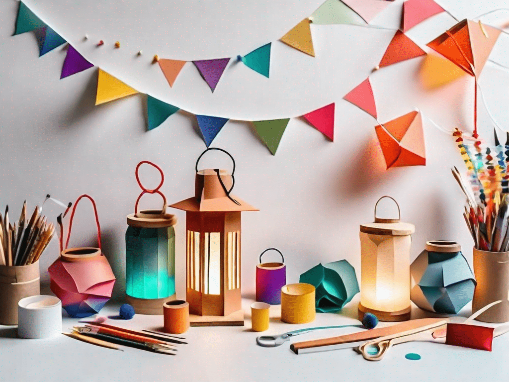 Various types of colorful and creative lanterns