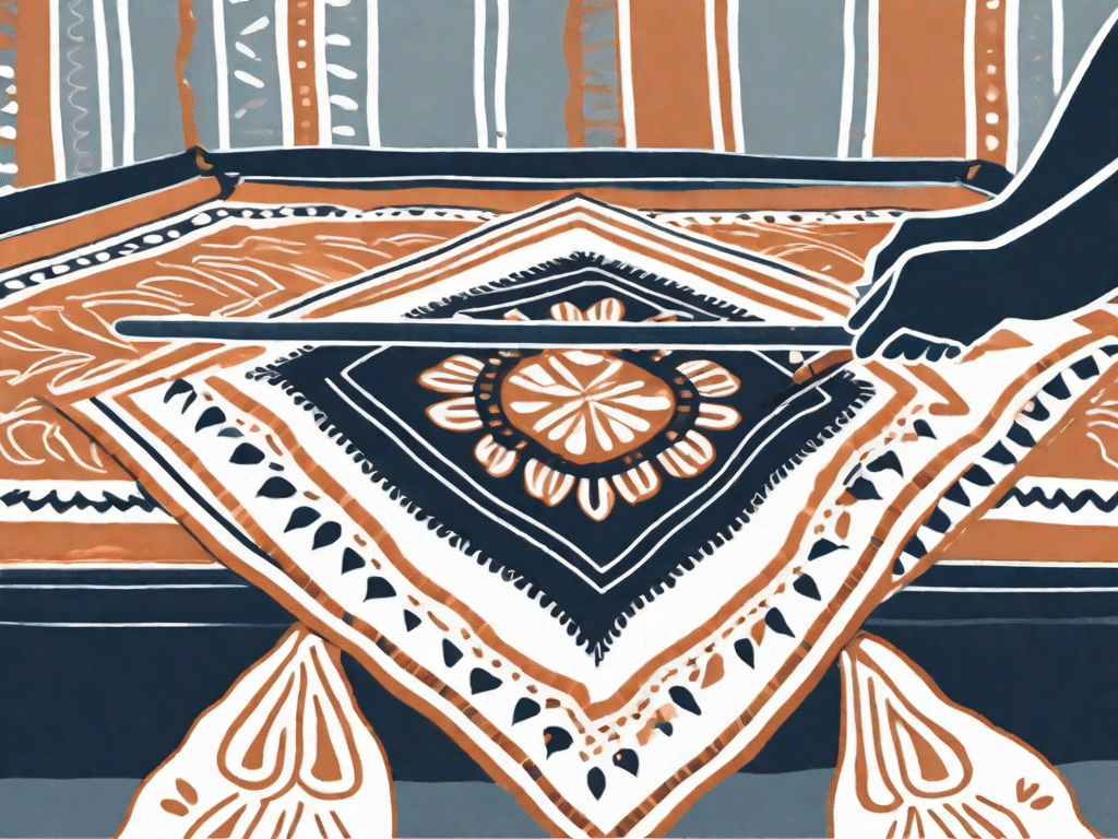 A batik pattern being applied on a piece of fabric