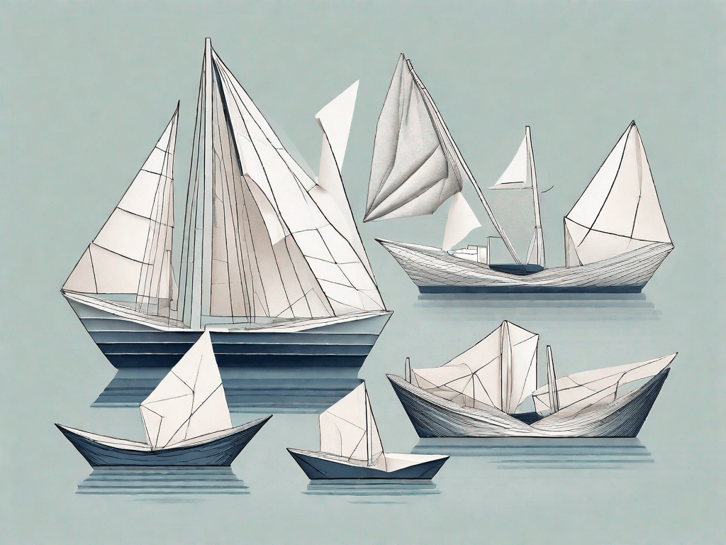 A variety of intricately folded paper ships and boats