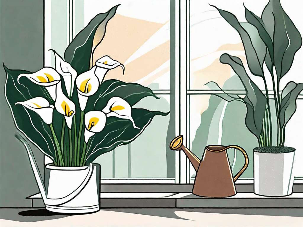 A vibrant calla lily thriving in a stylish indoor pot