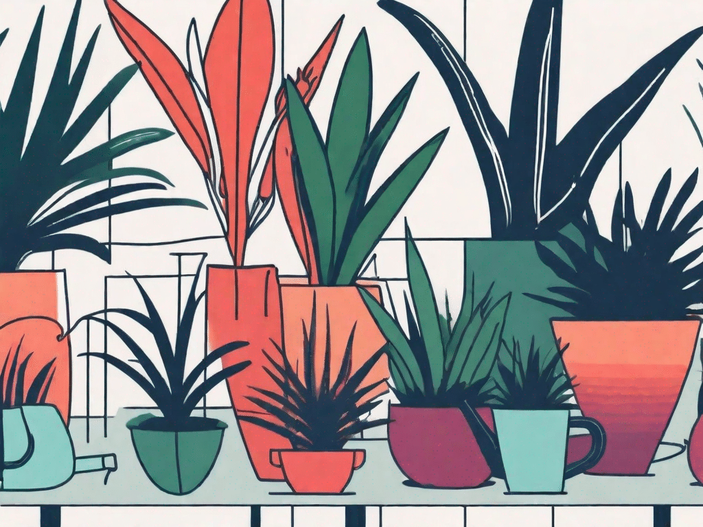 Various types of bromeliads in a home setting