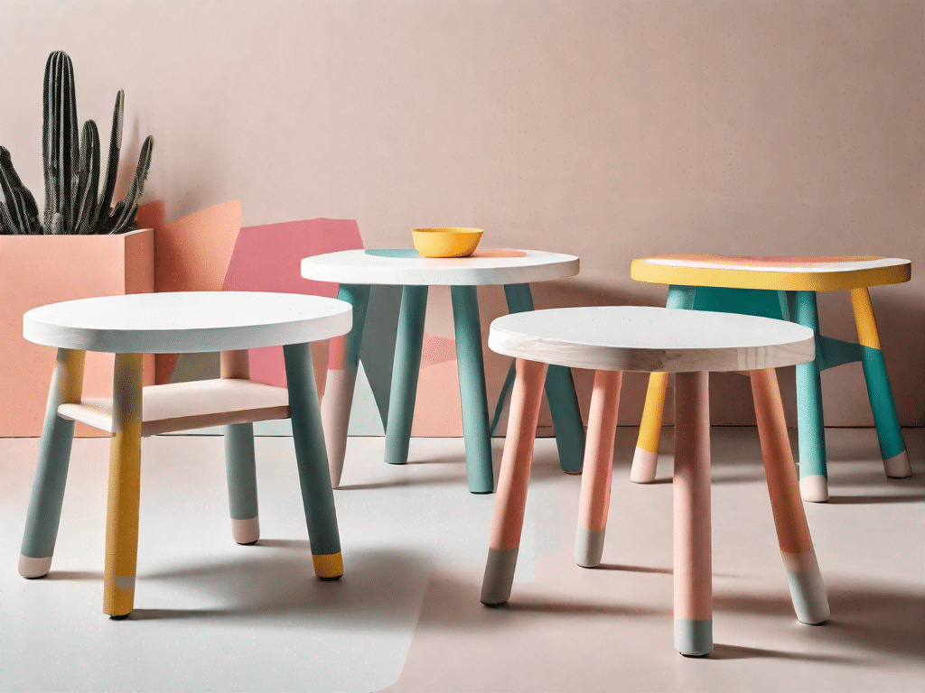 Two different colorful children's tables