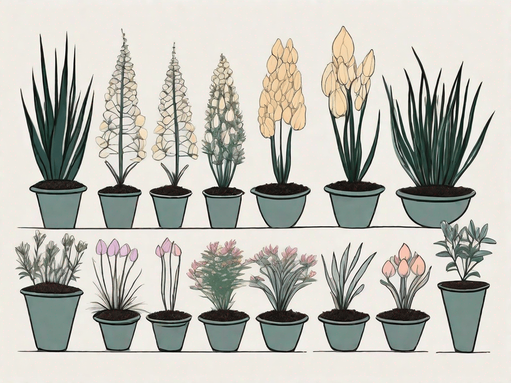 Sterngladiolen plants in various stages of growth and care